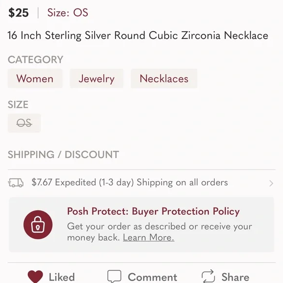 16” Sterling Silver Round Cubic Zirconia Necklace - Picture 5 of 5